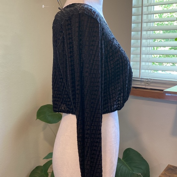 Skims Velvet Crop Top Logo 2X Soot Black Plus Size Logo Burnout Open Bust - Picture 3 of 10